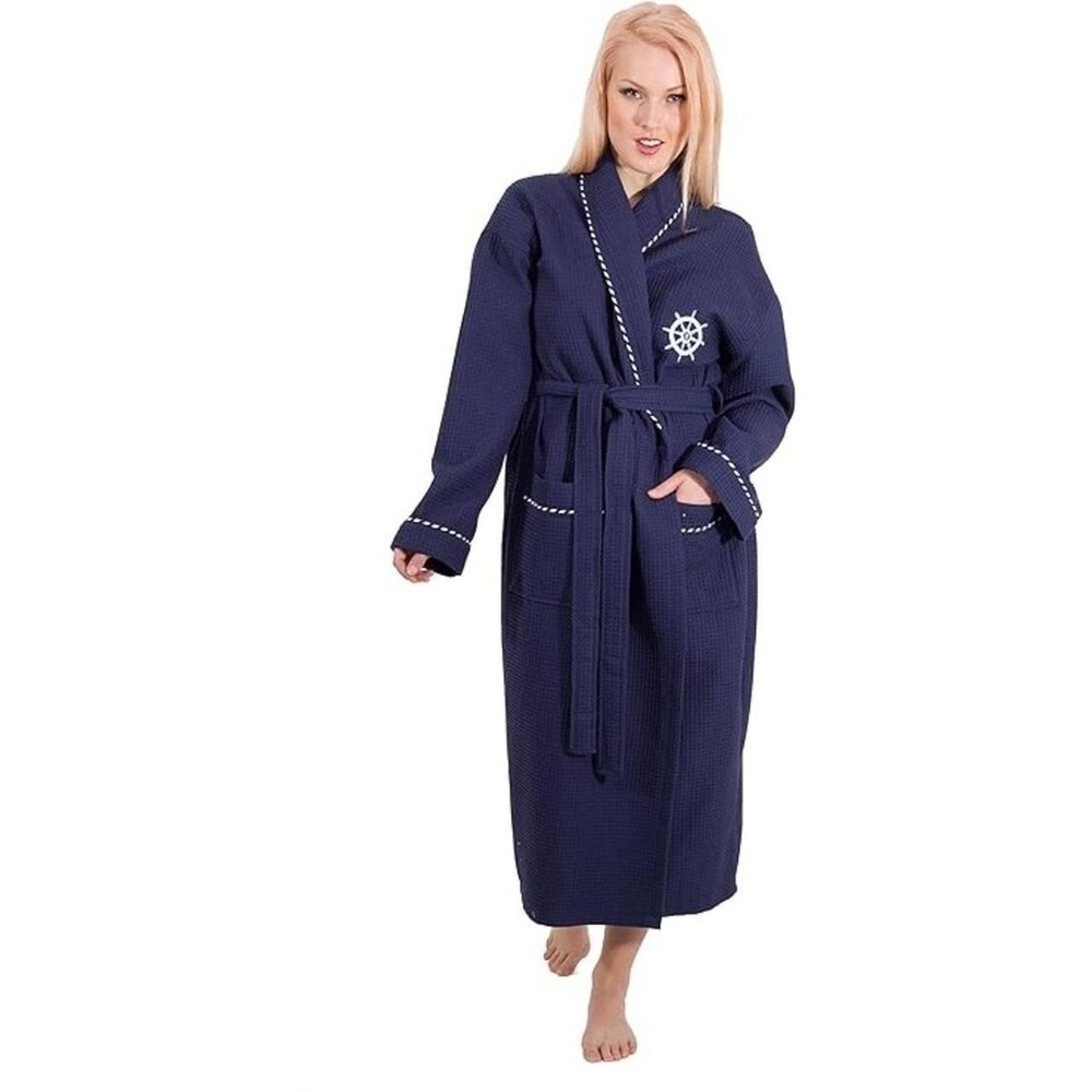 Unisex Turkish Cotton Terry Bathrobe Navy Size L/XL New With Tags
